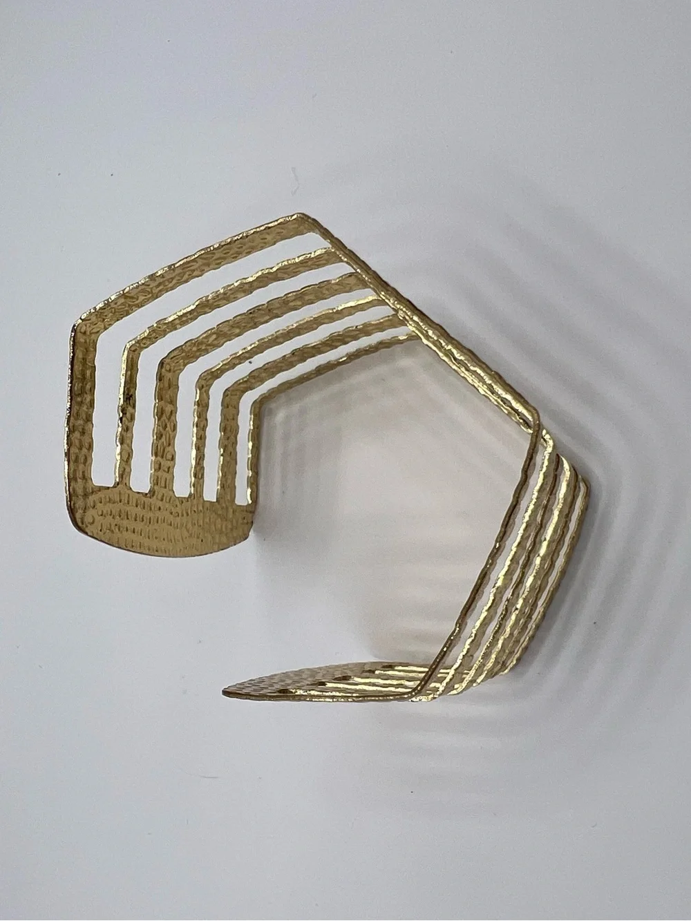 Vintage Gold Textured Wide Chevron Cuff Statement Bracelet